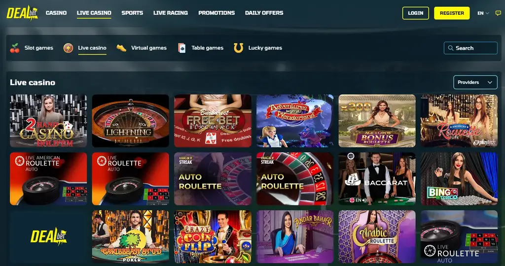 dealbet live casino games